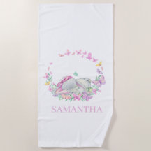 Elephant PINK BUTTERFLFLY Beach Towel