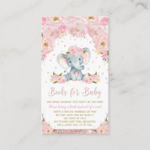 Elephant Pink Floral Baby shower Breng een boek Informatiekaartje