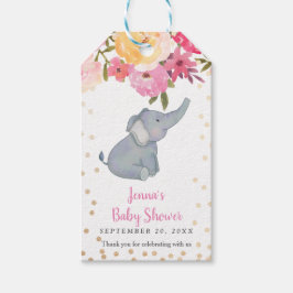 Elephant Pink Floral Baby shower dank u Cadeaulabel