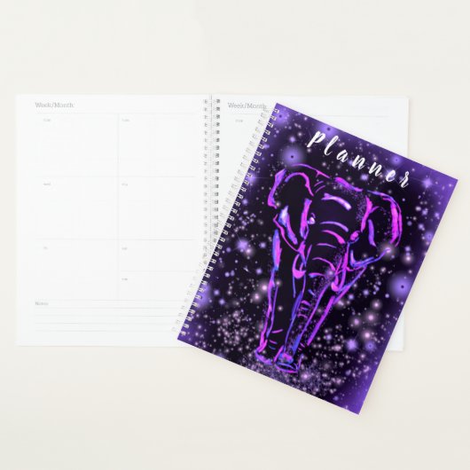 Eléphant Pink Planner Violet Dans La Nuit Étincela (Devant avec enveloppe)