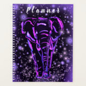 Eléphant Pink Planner Violet Dans La Nuit Étincela (Devant)