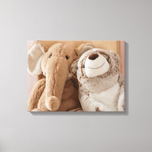 Elephant Plush Speelgoed en Teddy Bear Friends Canvas Afdruk (Voorkant)