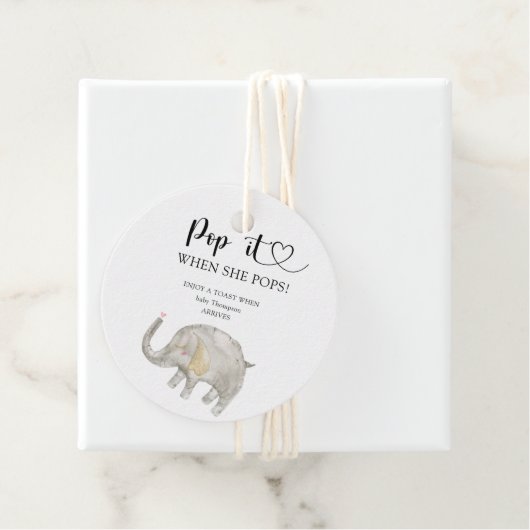 Elephant Pop het als ze baby shower pop Bedankjes Labels (In situ)
