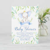 Elephant Prince Baby Shower Invitations (Debout devant)