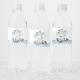Elephant Prince Baby shower Waterfles Etiket