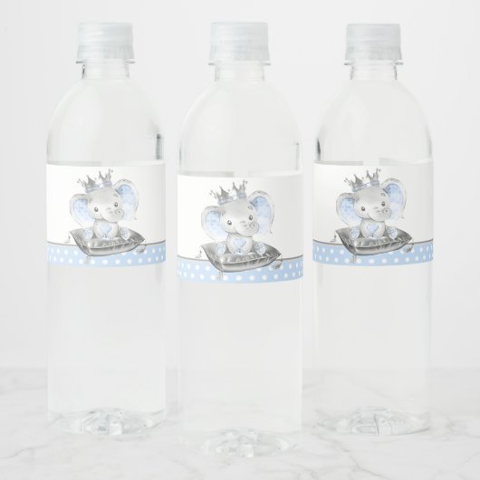 Elephant Prince Baby shower Waterfles Etiket (Flessen)
