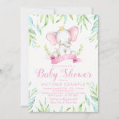 Elephant Princess Baby Shower Invitations (Devant)