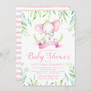 Elephant Princess Baby Shower Invitations