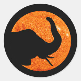 Elephant Profile Solar Eclipes Ronde Sticker
