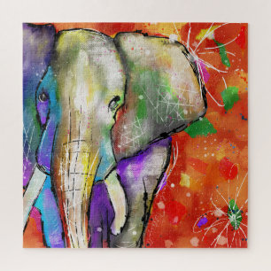 Elephant Puzzle - Abstracte Doodle Ink Style Legpuzzel