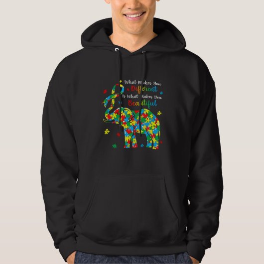 Elephant Puzzle What Makes You Different Autism Aw Hoodie (Voorkant)