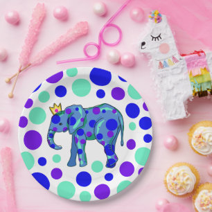 Elephant Queen met Polka Dots Paper Borden Papieren Bordje