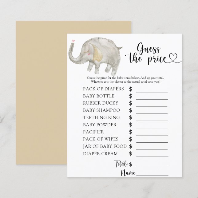 Elephant raad de prijs! Game (Voorkant / Achterkant)