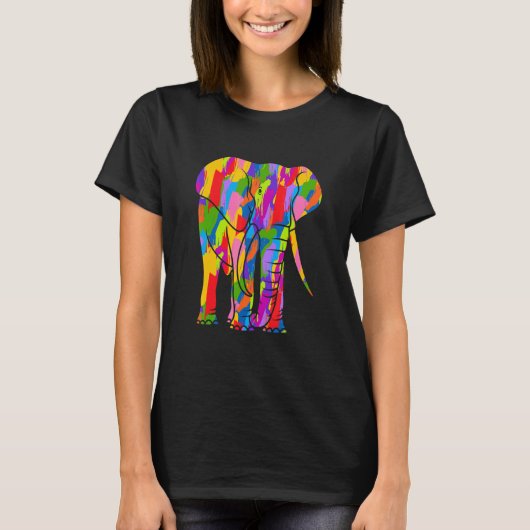 Elephant Rainbow Color Animal Art T-shirt (Voorkant)