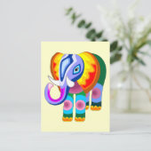 Elephant Rainbow Colors Patchwork briefkaarten (Staand voorkant)