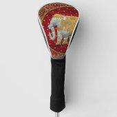 Elephant Red en Gold in India Golfheadcover (Voorkant)