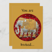 Elephant Red en Gold in India Kaart (Voorkant / Achterkant)