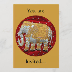 Elephant Red en Gold in India Kaart