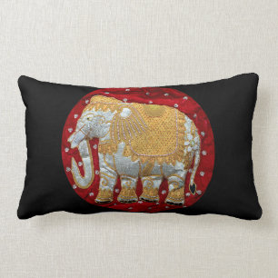 Elephant Red en Gold in India Kussen