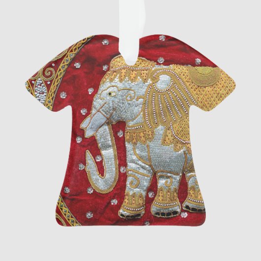 Elephant Red en Gold in India Ornament (voorkant)