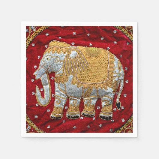 Elephant Red en Gold in India Servetten (Voorkant)