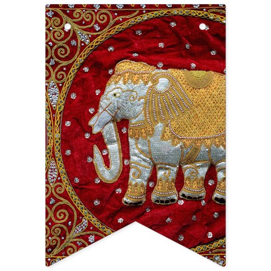 Elephant Red en Gold in India Vlaggetjes (Eerste vlag)