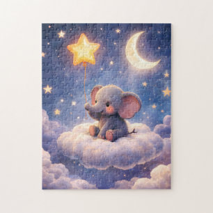 Éléphant rêveur et lune de minuit puzzle 252 pièce
