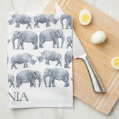 Elephant Rhino-Waterverf Theedoek (Quarter Fold)