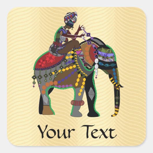 Elephant Rider Vierkante Sticker (Voorkant)