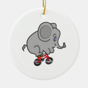 Elephant Riding a Bike Keramisch Ornament