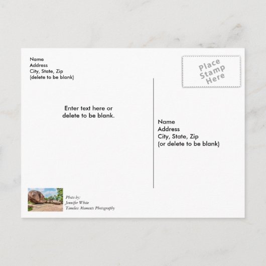 Elephant Rocks State Park Dank u Briefkaart (Achterkant)