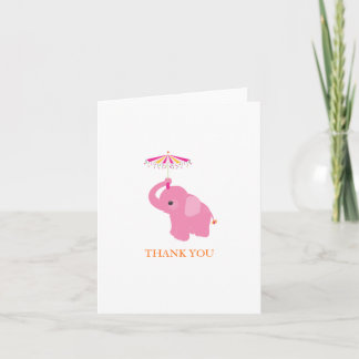 Eléphant rose Carte de remerciements