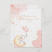 Eléphant rose Carte de remerciements (Devant / Derrière)