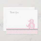 Eléphant rose Carte de remerciements (Devant / Derrière)