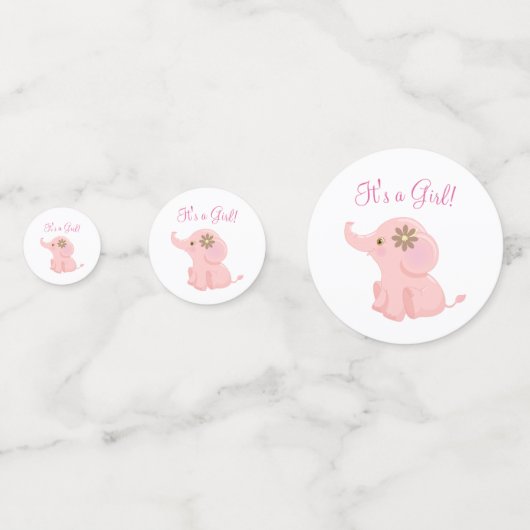 Eléphant rose C'est une fille Table Confetti (Derrière)