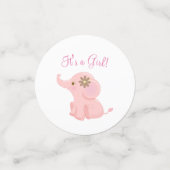 Eléphant rose C'est une fille Table Confetti (Petit recto)