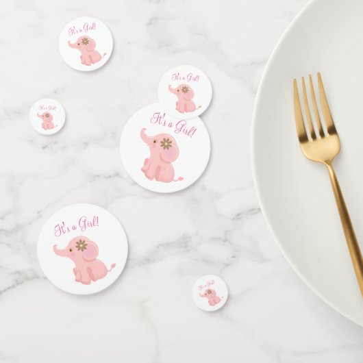 Eléphant rose C'est une fille Table Confetti (Groupe)