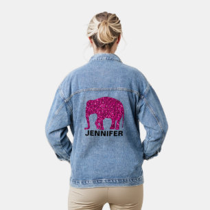 Éléphant rose chaud brillant Votre nom personnalis