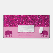 Éléphant rose chaud scintillant Nom personnalisé (Clavier et souris)