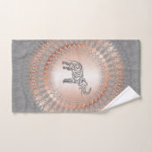 Eléphant rose Gold Grey Mandala (Serviette à main)