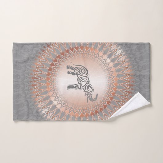 Eléphant rose Gold Grey Mandala (Serviette à main)