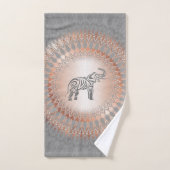 Eléphant rose Gold Grey Mandala (Serviette à main)