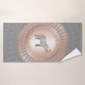 Eléphant rose Gold Grey Mandala (Serviette de bain)