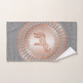 Eléphant rose Gold Grey Mandala (Serviette à main)