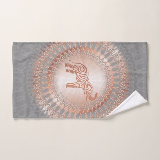 Eléphant rose Gold Grey Mandala (Serviette à main)