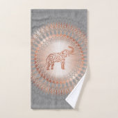 Eléphant rose gris or Mandala Initiales (Serviette à main)