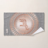 Eléphant rose gris or Mandala Initiales (Serviette à main)