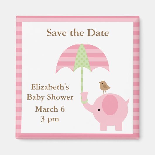 Eléphant rose Magnet Réservez la date (Devant)