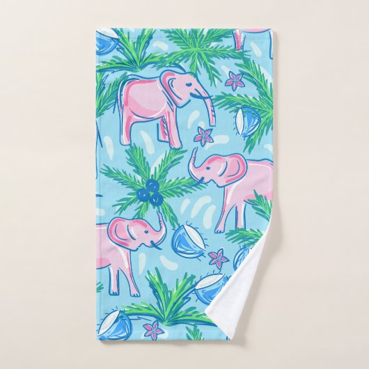 Eléphant rose Preppy (Serviette à main)