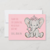 Éléphant Rose Princesse Anniversaire Merci (Devant)